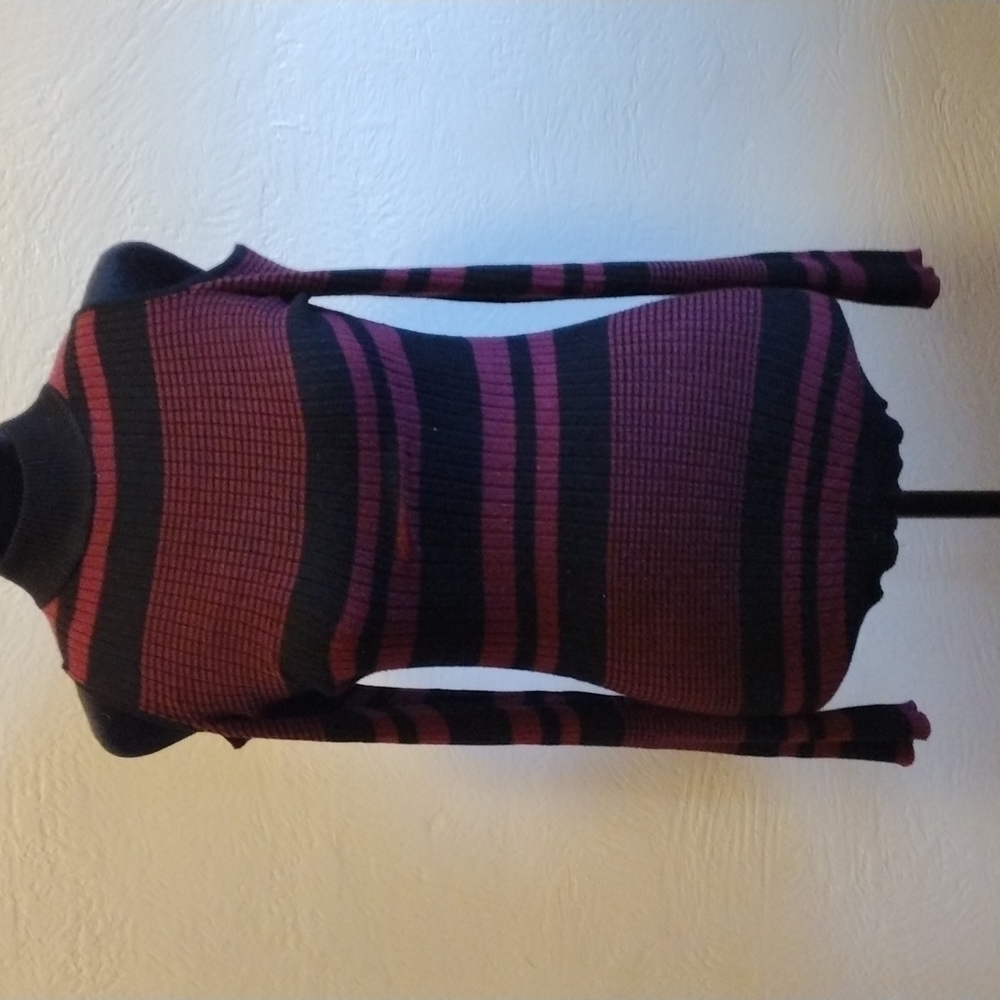 Burgundy and Black Striped long Sleeve shirt